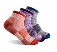 FEIDEER - Calcetines de senderismo para mujer, paquete múltiple de calcetines de recreación al aire libre que absorben la humedad, Azul/Rosa/Morado - Cuarto, M
