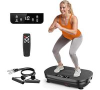 FEIERDUN Máquina de Ejercicio de Placa vibratoria, Placa de vibración para Drenaje linfático, Plataforma de vibración para pérdida de Peso, tonificación y Bienestar, Color Negro