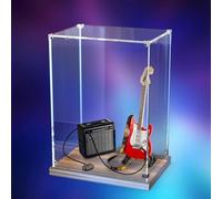FEIFANBOYANG Vitrina acrílica, para modelo de guitarra Lego 21329, vitrina transparente a prueba de polvo. (solo caja de exhibición) (base de nogal)