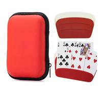 FeiFanChoice Funda para cartas de juego, soporte para juegos de cartas para UNO, práctica funda de viaje con 2 soportes para tarjetas de juego para juegos al aire libre, camping, almacenamiento (rojo)