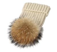 feifanshop Gorro de piel auténtica para mujer, diseño de mapache, beige, Talla única