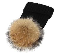 feifanshop Gorro de piel auténtica para mujer, diseño de mapache, Negro , Talla única