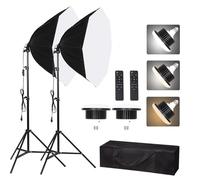 FEIFANTEAM Juego de 2 luces LED octogonales Softbox, equipo fotográfico sostenible profesional, 85 W, 3000-6500 K, fotografía de producto de retrato de estudio, grabación de vídeo, luz de llenado para