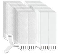 FEIGO 32 pares de colgadores autoadhesivos para cuadros, 93 x 20 mm, blanco, PE y nailon, cintas adhesivas extraíbles para pósteres, marcos de fotos y espejos, 64 tiras