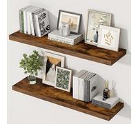 Feihorrm Estantes flotantes para pared de 90 x 29,5 cm de ancho, estantes flotantes de madera marrón vintage para baño, cocina, sala de estar, dormitorio, almacenamiento y organizador, juego de 2