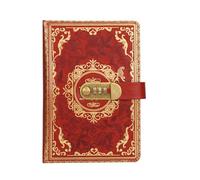 FEIHS 1 pieza Diario con Candado, PU Leather Journal, Cuaderno de cuero vintage con cerradura de combinación, cuaderno de viaje, A5, 200 Páginas, diario con contraseña, para mujeres y hombres(Burdeos)