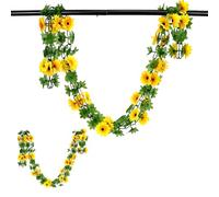 FEIHS 2 Piezas Guirnalda Artificial de Girasol, Guirnalda de Simulación, Artificiales Girasoles, Artificial Flores Artificiales Decorativas para Boda Decoración de balcón de Fiesta de Jardín