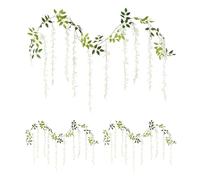 FEIHS 3 Piezas Ratta Wisterias Falsas Planta de Guirnalda Glicina Artificial Guirnalda de Pared Larga Flor Colgante de Seda para Boda Arco Fiesta Hogar Jardín Hotel Decoración(Blanco)