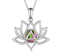 Feijiesi AA Sobriety Gifts - Collar de plata de ley con símbolo de recuperación anónima, para alcohólicos de loto, regalos anónimos para mujeres y hombres, 23*19mm (0.91*0.75inch), Plata esterlina