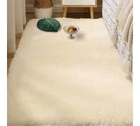 FEIJUAND Alfombra Shaggy Salón Grandes 180 x 240 cm Pelo Largo Alfombras para Salón y Dormitorio Parte Inferior Lavable para Sala de Estar, Comedor, Habitación de Niños, Color Crema