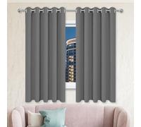 FEIJUAND Cortinas con Ojales para Ventana 100 x 120 cm Termicas Aislantes Frio y Calor Visillos de Dormitorio Moderno para Ventanas Habitación Dormitorio Sala de Estar, Gris Oscuro