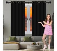 FEIJUAND Cortinas Opacas 1 Piezas 400 x 300 cm Opaca Termica Isolante Douceur D 'Intérieur Tenda a Occhielli para Cortinas Dormiotorio, Negro