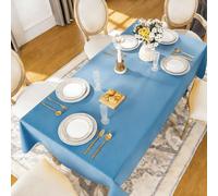 FEIJUAND Hule Antimanchas 135 x 190 cm Repelente Al Agua, Antimanchas, Lavable Manteles Mesa Rectangular Resistente y Fácil de Limpiar para Banquetes para Todo El Año, Azul Cielo