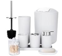 FEILANDUO Juego Completo de Accesorios de baño, Juego de 8 Accesorios de baño con Basura, dispensador de jabón, jabonera, Soporte para Cepillo de Dientes, Taza para Cepillo de Dientes, Cepillo de