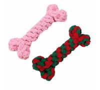 feiling 2 piezas de juguete para perros con forma de hueso de 15 cm para masticar los huesos de la dentición para perros (rosa y color de Navidad)