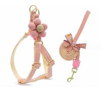 feiling Arnés para perros con diseño de flores con correa de perro de 1,5 m, arnés ajustable para gatos, arnés suave para perros pequeños y medianos (rosa, L)