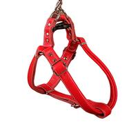 feiling Arnés para Perros Pequeño Mediano Grande Tamaño Duradero Antitirones Cuero Arnes Pecho Ajustable Step-In Arnes Cachorro Cómodo (L, Rojo)