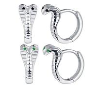 feilok 2 pares de pendientes de ojos negros y verdes de serpiente punk, acero inoxidable y plata para hombres y mujeres