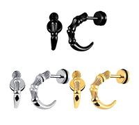 feilok 3 pares de pendientes punk Eagle Dragon Claw stud, masculinos, femeninos, de acero inoxidable