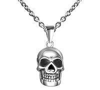 Feilok Collar para hombre con esqueleto de plata unisex de acero inoxidable religioso para hombre y mujer, Acero inoxidable,