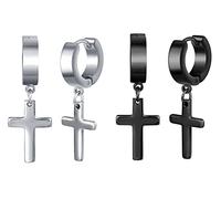 Feilok Juego de 2/3/6 pares de aretes de aro de acero inoxidable para hombre y mujer, Acero inoxidable
