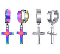 Feilok Juego de 2/3/6 pares de aretes de aro de acero inoxidable para hombre y mujer, Acero inoxidable