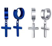 Feilok Juego de 2/3/6 pares de aretes de aro de acero inoxidable para hombre y mujer, Acero inoxidable