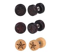 Feilok Juego de 3 pares de aretes de aro de madera de acero inoxidable de 10 mm para hombre, joyería para mujer, 10 Millimeter, Acero inoxidable