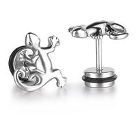 Feilok Pendiente para oreja, unisex, para tragus, hélix o cartílago, diseño de lagarto/lagartija, piercing, Plata, Sin piedra.,