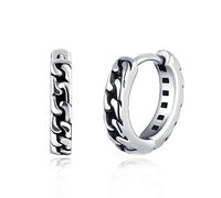 feilok Pendientes de acero inoxidable con estampado de cadena retro para hombres