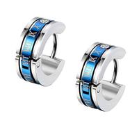 Feilok, Pendientes de aro para hombre y mujer, de acero inoxidable, números romanos, únicos, dorados, azules, negros, acero inoxidable