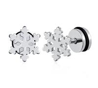 feilok Pendientes de clavos de nieve, acero inoxidable y plata para hombres y mujeres