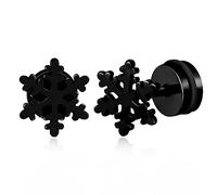 feilok Pendientes de clavos de nieve pendientes de acero inoxidable negro para hombres y mujeres