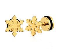feilok Pendientes de clavos de nieve pendientes de acero inoxidable para hombres y mujeres de oro