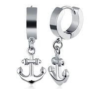 feilok Pendientes de perno de anclaje, acero inoxidable, plata para hombres y mujeres