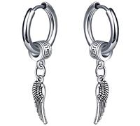 feilok Pendientes de perno para mujeres y hombres plumas perforadas de acero inoxidable para hombres y mujeres