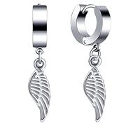 feilok Pendientes de plata para hombre, ancla, árbol de la vida, cruz y plumas, aretes de acero inoxidable, juego de piercings de joyería, Acero inoxidable