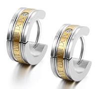 Feilok, pendientes para hombre y mujer, de acero inoxidable, tipo argolla, con números romanos, únicos, dorados, azules, negros, Acero inoxidable