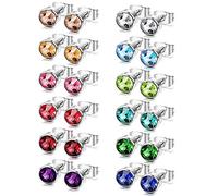 Feilok Pendientes para mujer de acero inoxidable para hombre, con circonitas, 6 mm, 12 pares, regalo para mujeres