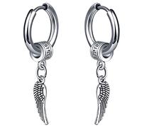 feilok Pendientes, perno, Orejeras de acero inoxidable, juego de pendientes de plumas masculinas y femeninas