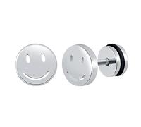 feilok Pendientes redondas sonrientes, acero inoxidable y plata para hombres y mujeres