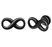 feilok Pendientes unisex para hombre, color negro, infinito, aretes para hombre, aretes de acero inoxidable, aretes de joyería, Acero inoxidable