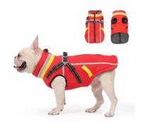 FEimaX Abrigo para Perro Impermeable Chaqueta de Invierno con Arnés y Forro Polar Cálido Chaleco Reflectante Ajustable Ropa a Prueba de Viento para Perros Pequeños y Medianos Mascotas