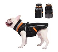 FEimaX Abrigo para Perro Impermeable Chaqueta de Invierno con Arnés y Forro Polar Cálido Chaleco Reflectante Ajustable Ropa a Prueba de Viento para Perros Pequeños y Medianos Mascotas