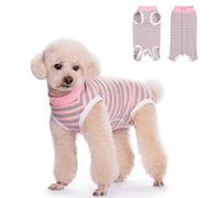 FEimaX Traje de Recuperación para Perros, Chaleco de Recuperación Después de la Cirugía para Perros y Gatos Hembras Machos, Body Perro Transpirable Protector de Heridas Abdominales (Rosa-Gris, M)