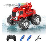 FEIMUOSI Coche teledirigido Anfibio RC Car: 4WD Todoterreno Coche RC Juguetes con cañón de Agua Luces LED Rotación de 360 cumpleaños para niños