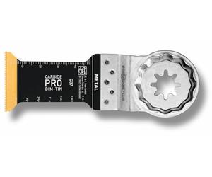 FEIN E-Cut CarbidePro, Set 5 hojas de sierra, 32x40 mm, Alojamiento Starlock, Hoja de sierra de recambio para metal duro con revestimiento TiN con resistencia al desgaste extremadamente elevada