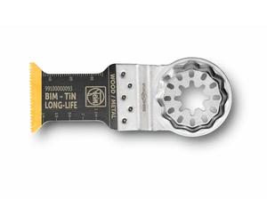 FEIN Hoja de Sierra E-Cut Long-Life bimetálica con una larga vida útil, hoja de Sierra para cortes profundos,5 Unid., Ancho 35 mm, Longitud 50 mm, Alojamiento Starlock, con revestimiento de titanio