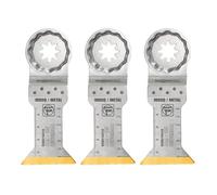 FEIN Hoja de sierra E-Cut universal bimetálica con una larga vida útil, hoja de sierra para cortes profundos,3 Unid.,Ancho 44 mm, Longitud 60 mm, Alojamiento StarlockPlus, con revestimiento de titanio