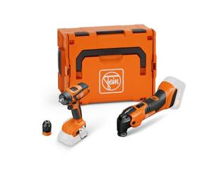 FEIN Práctico combo a batería. MULTIMASTER a batería AMM 500 y taladro atornillador a ASCM 18 QSW AS.Compatible con las Bosch Professional 18V desde 2008 y las AMPShare
